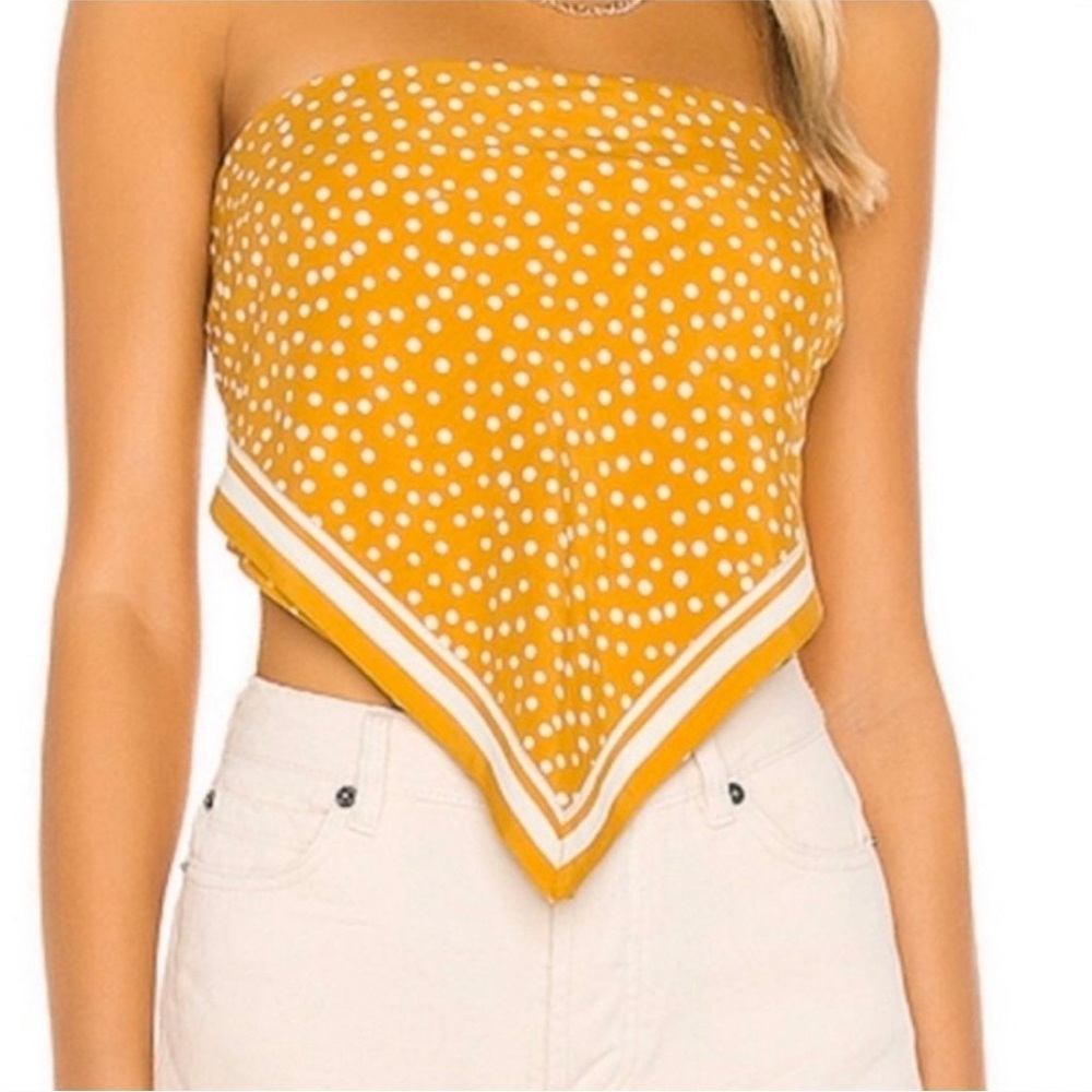 Free people Cleobella yellow dot silky top Marigold Oversized Scarf Wrap revolve - Picture 2 of 6